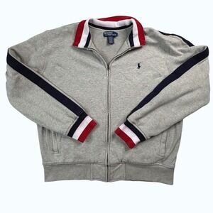 Vintage Polo Ralph Lauren Mens Gray Full Zip Track Jacket Waffle Lined XL